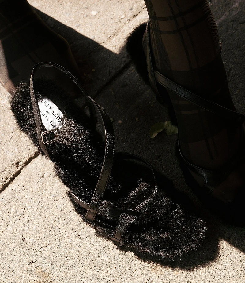 Gianni Bini x Lilly Sisto Stacy Strappy Faux Fur Dress Sandals