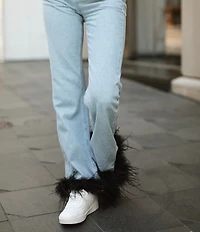 Gianni Bini x Nastia Liukin Anna Denim Straight Leg Feather Detail Jeans