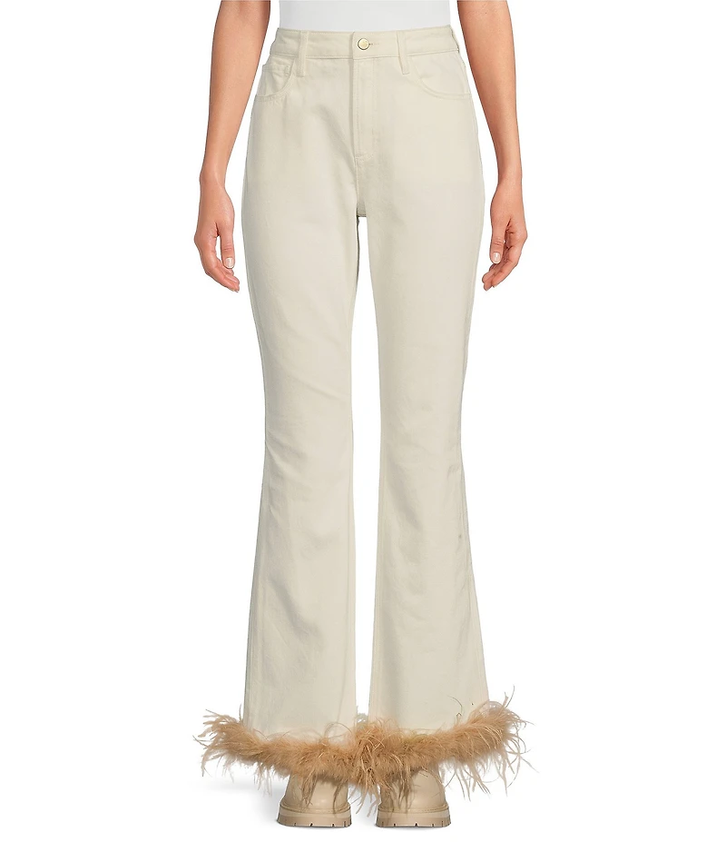 Gianni Bini x Nastia Liukin Anna Denim Straight Leg Feather Detail Jeans