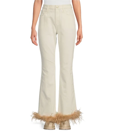 Gianni Bini x Nastia Liukin Anna Denim Straight Leg Feather Detail Jeans