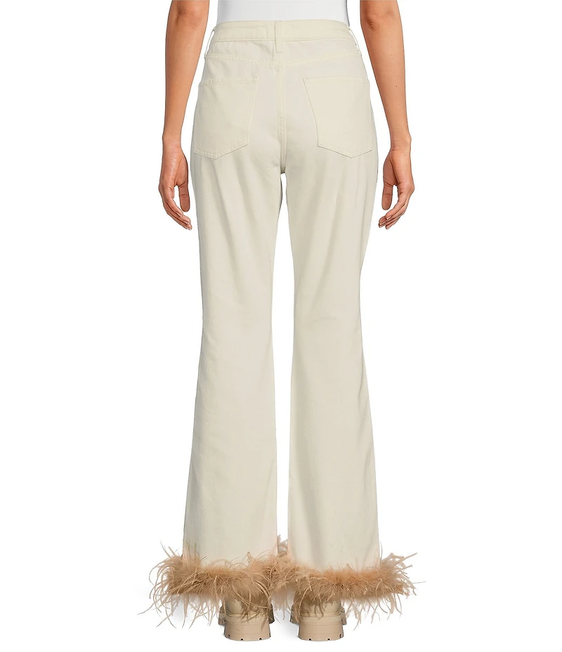 Gianni Bini x Nastia Liukin Anna Denim Straight Leg Feather Detail Jeans