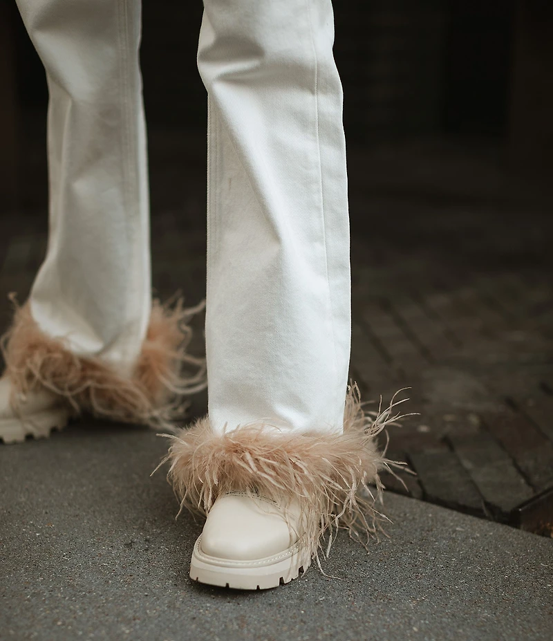 Gianni Bini x Nastia Liukin Anna Denim Straight Leg Feather Detail Jeans