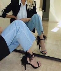 Gianni Bini x Nastia Liukin Anna Denim Straight Leg Feather Detail Jeans