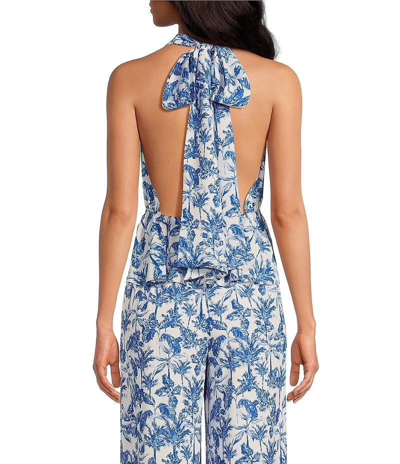 Gianni Bini x Shea Leigh Mills Amalfi Printed Satin Coordinating Halter Top
