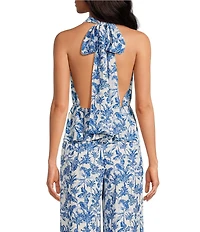Gianni Bini x Shea Leigh Mills Amalfi Printed Satin Coordinating Halter Top
