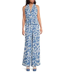 Gianni Bini x Shea Leigh Mills Amalfi Printed Satin Coordinating Halter Top