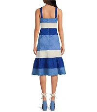 Gianni Bini x Shea Leigh Mills Capri Color Block Eyelet Midi Dress