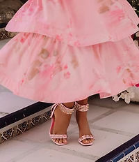 Gianni Bini x Shea Leigh Mills Carter Floral Print Hardware Detail Ankle Wrap Dress Sandals