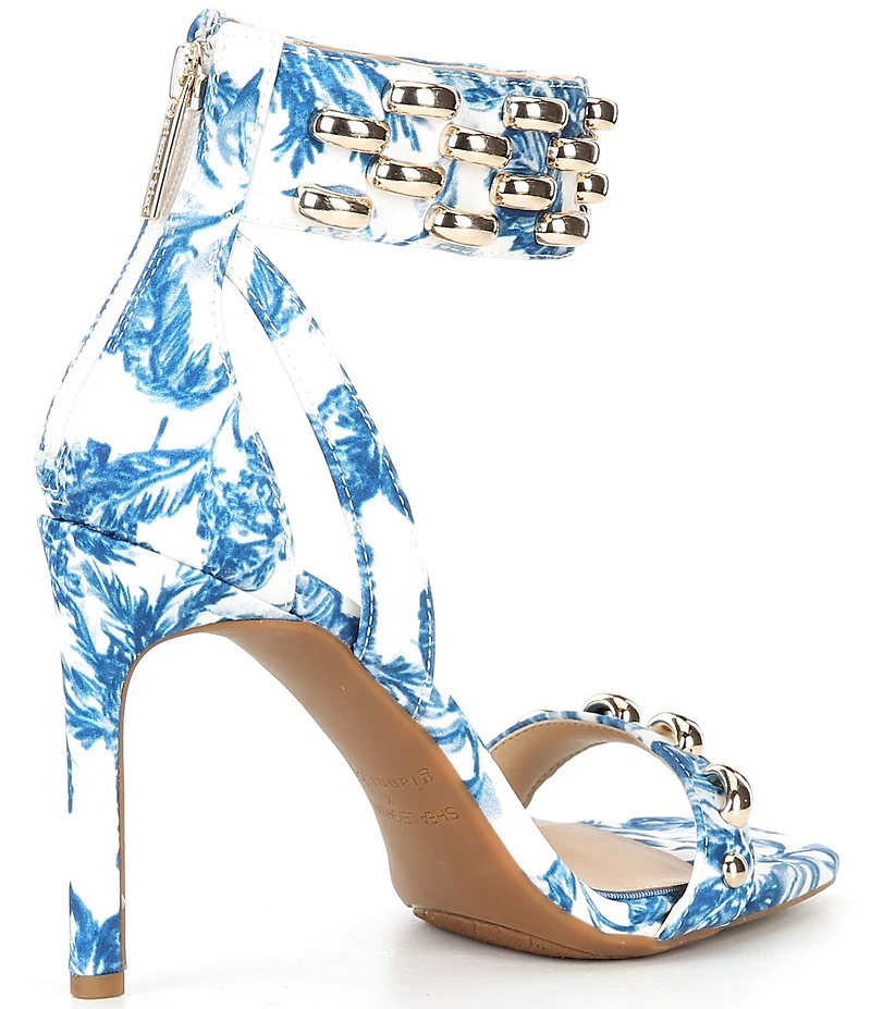 Gianni Bini x Shea Leigh Mills Carter Floral Print Hardware Detail Ankle Wrap Dress Sandals
