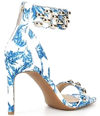 Gianni Bini x Shea Leigh Mills Carter Floral Print Hardware Detail Ankle Wrap Dress Sandals
