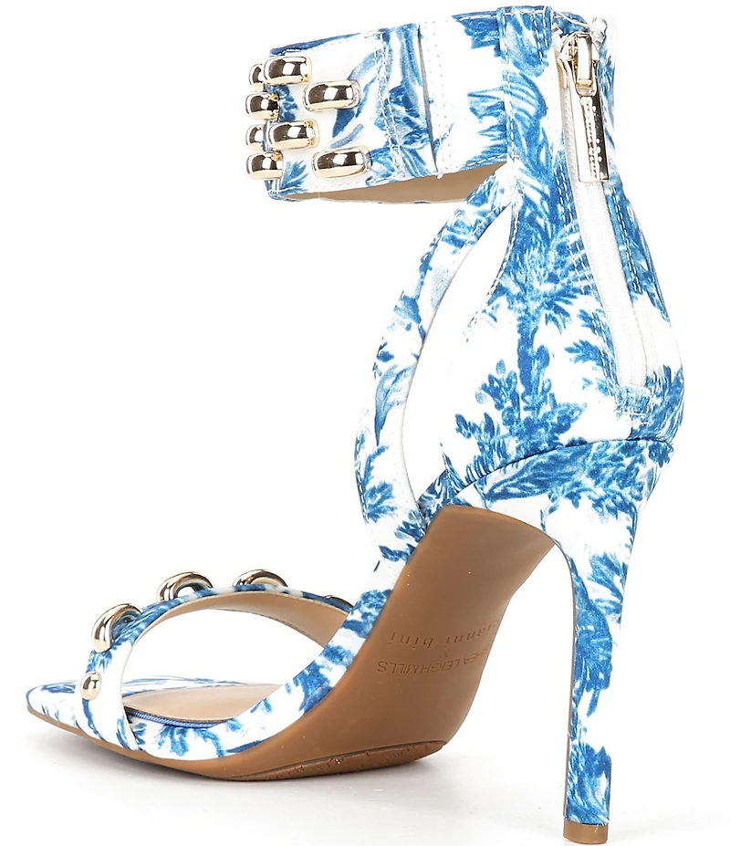 Gianni Bini x Shea Leigh Mills Carter Floral Print Hardware Detail Ankle Wrap Dress Sandals
