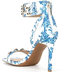 Gianni Bini x Shea Leigh Mills Carter Floral Print Hardware Detail Ankle Wrap Dress Sandals