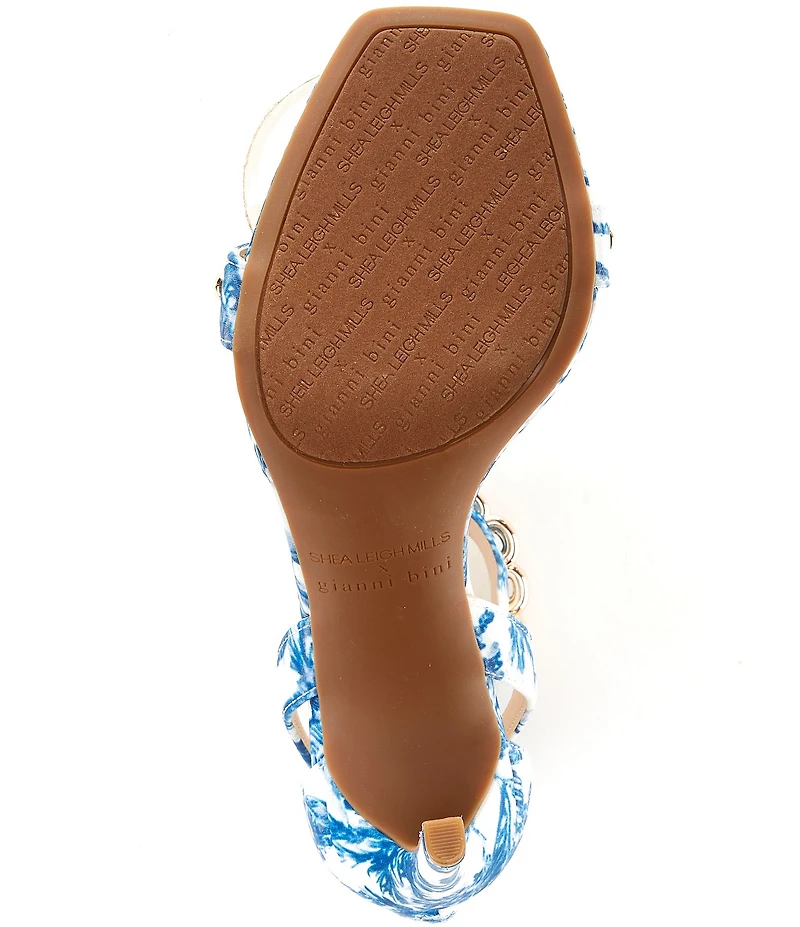 Gianni Bini x Shea Leigh Mills Carter Floral Print Hardware Detail Ankle Wrap Dress Sandals