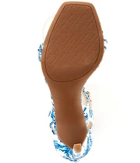 Gianni Bini x Shea Leigh Mills Carter Floral Print Hardware Detail Ankle Wrap Dress Sandals