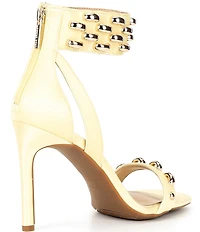 Gianni Bini x Shea Leigh Mills Carter Satin Hardware Detail Ankle Wrap Dress Sandals