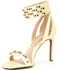 Gianni Bini x Shea Leigh Mills Carter Satin Hardware Detail Ankle Wrap Dress Sandals