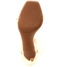 Gianni Bini x Shea Leigh Mills Carter Satin Hardware Detail Ankle Wrap Dress Sandals