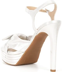 Gianni Bini x Shea Leigh Mills Darling Metallic Knotted Bow Detail Platform Dress Sandals