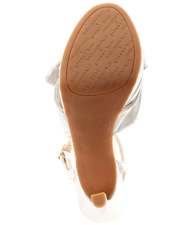 Gianni Bini x Shea Leigh Mills Darling Metallic Knotted Bow Detail Platform Dress Sandals