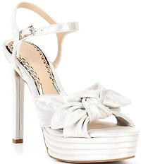 Gianni Bini x Shea Leigh Mills Darling Metallic Knotted Bow Detail Platform Dress Sandals