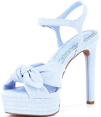 Gianni Bini x Shea Leigh Mills Darling Knotted Bow Detail Linen Platform Dress Sandals