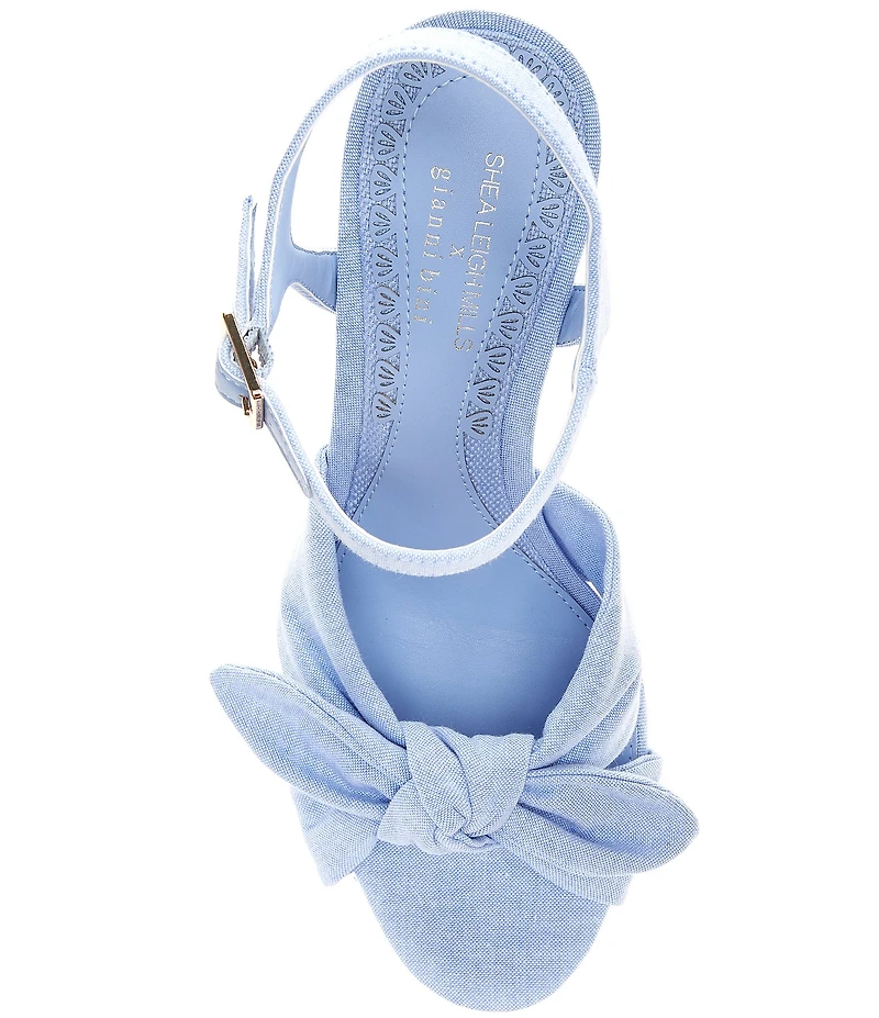 Gianni Bini x Shea Leigh Mills Darling Knotted Bow Detail Linen Platform Dress Sandals