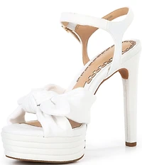 Gianni Bini x Shea Leigh Mills Darling Knotted Bow Detail Linen Platform Dress Sandals