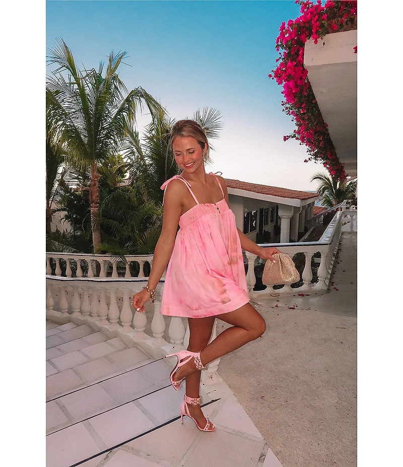 Gianni Bini x Shea Leigh Mills Leighton James Printed Satin Baby Doll Mini Romper
