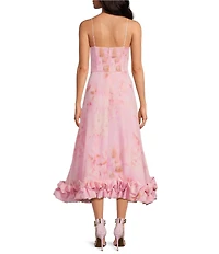 Gianni Bini x Shea Leigh Mills Shea Leigh Sway Blur Print Scoop Neck Crepe A-Line Maxi Dress