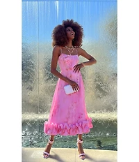 Gianni Bini x Shea Leigh Mills Shea Leigh Sway Blur Print Scoop Neck Crepe A-Line Maxi Dress