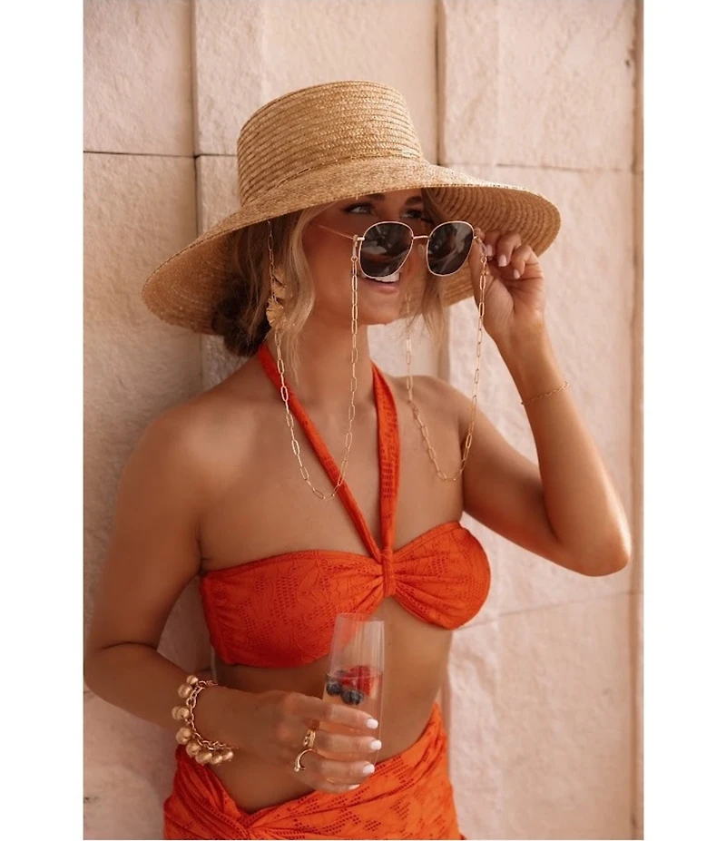 Gianni Bini x Shea Leigh Mills Spritz Lace Textured Tie Front Bandeau Swim Top