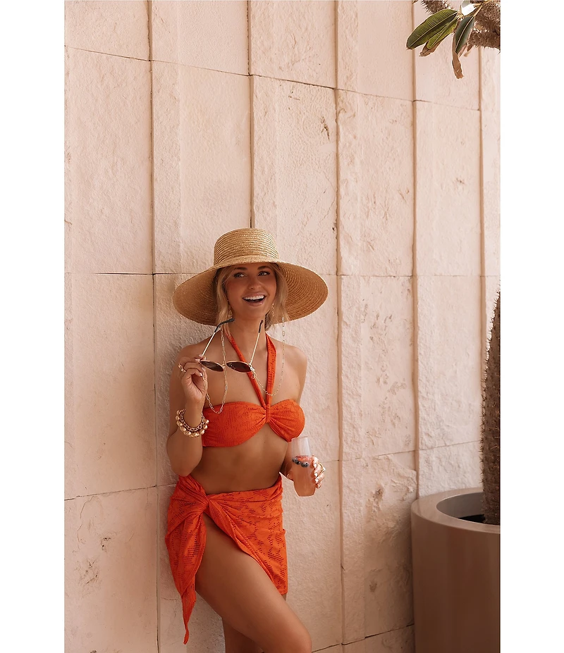 Gianni Bini x Shea Leigh Mills Spritz Lace Textured Tie Front Bandeau Swim Top