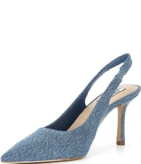 Gianni Bini x Sydney Silverman Christina Denim Pointed Toe Slingback Pumps