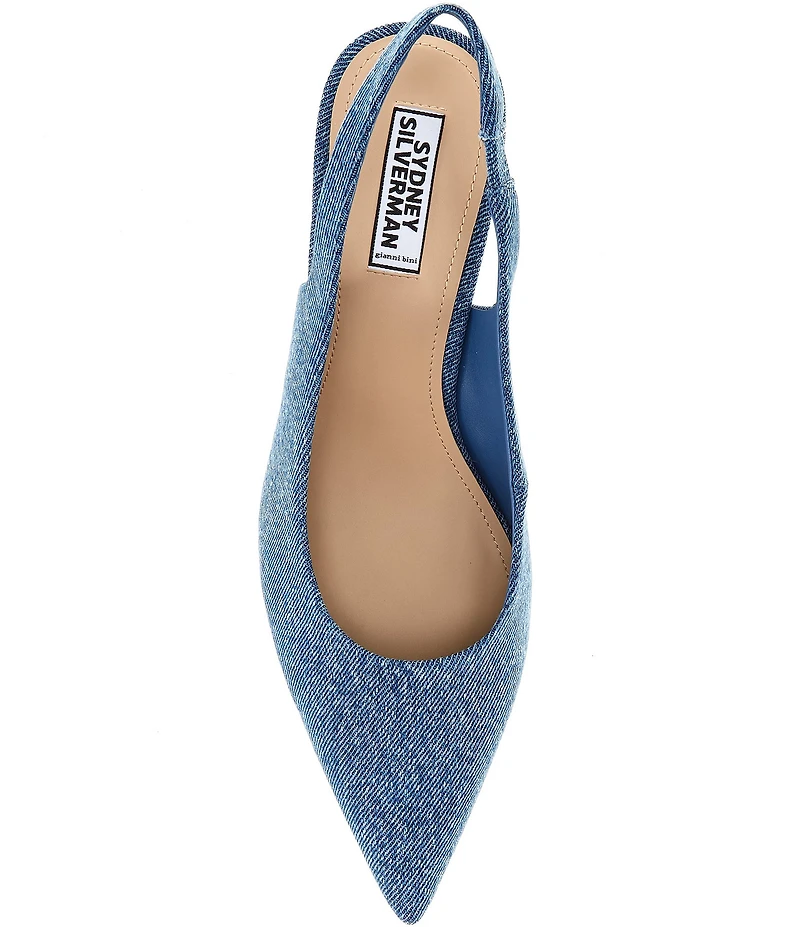 Gianni Bini x Sydney Silverman Christina Denim Pointed Toe Slingback Pumps
