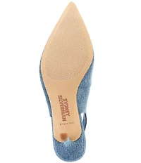 Gianni Bini x Sydney Silverman Christina Denim Pointed Toe Slingback Pumps