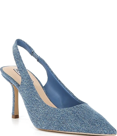 Gianni Bini x Sydney Silverman Christina Denim Pointed Toe Slingback Pumps