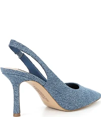 Gianni Bini x Sydney Silverman Christina Denim Pointed Toe Slingback Pumps
