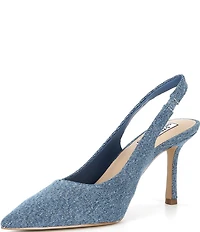 Gianni Bini x Sydney Silverman Christina Denim Pointed Toe Slingback Pumps