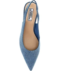 Gianni Bini x Sydney Silverman Christina Denim Pointed Toe Slingback Pumps