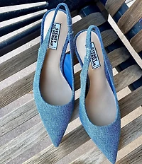 Gianni Bini x Sydney Silverman Christina Denim Pointed Toe Slingback Pumps