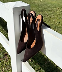 Gianni Bini x Sydney Silverman Christina Suede Pointed Toe Slingback Pumps