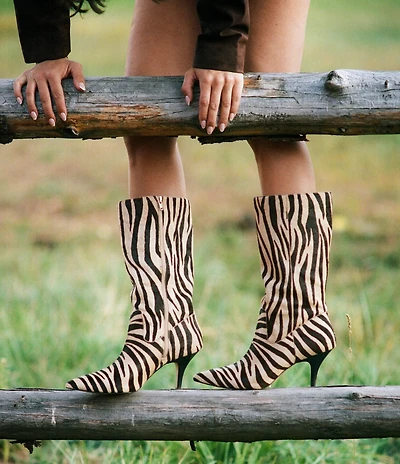 Gianni Bini x Sydney Silverman Hasley Zebra Print Haircalf Boots