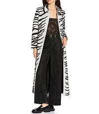 Gianni Bini x Sydney Silverman Marlee Wool Blend Zebra Jacquard Longline Long Sleeve Coat