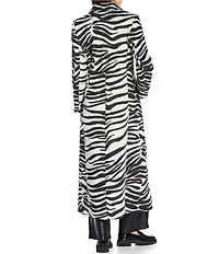 Gianni Bini x Sydney Silverman Marlee Wool Blend Zebra Jacquard Longline Long Sleeve Coat