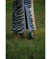 Gianni Bini x Sydney Silverman Marlee Wool Blend Zebra Jacquard Longline Long Sleeve Coat