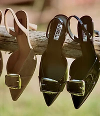 Gianni Bini x Sydney Silverman Sara Patent Buckle Hardware Slingback Pumps