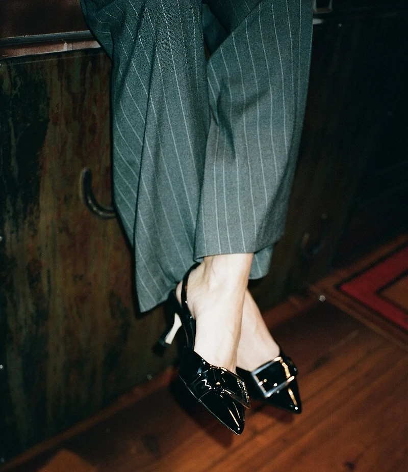 Gianni Bini x Sydney Silverman Sara Patent Buckle Hardware Slingback Pumps