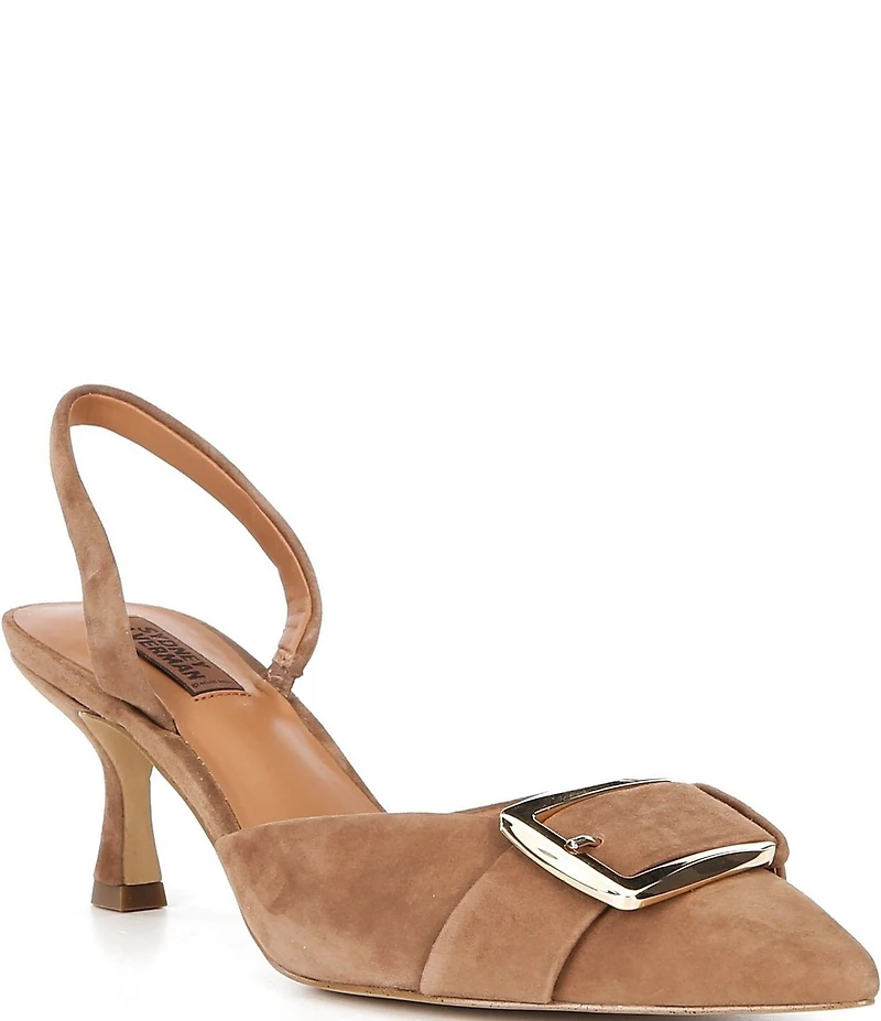 Gianni Bini x Sydney Silverman Sara Suede Buckle Hardware Slingback Pumps