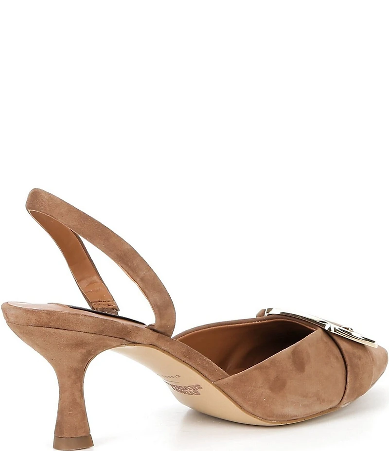 Gianni Bini x Sydney Silverman Sara Suede Buckle Hardware Slingback Pumps