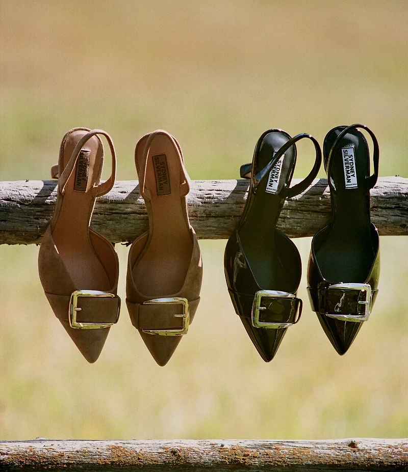 Gianni Bini x Sydney Silverman Sara Suede Buckle Hardware Slingback Pumps